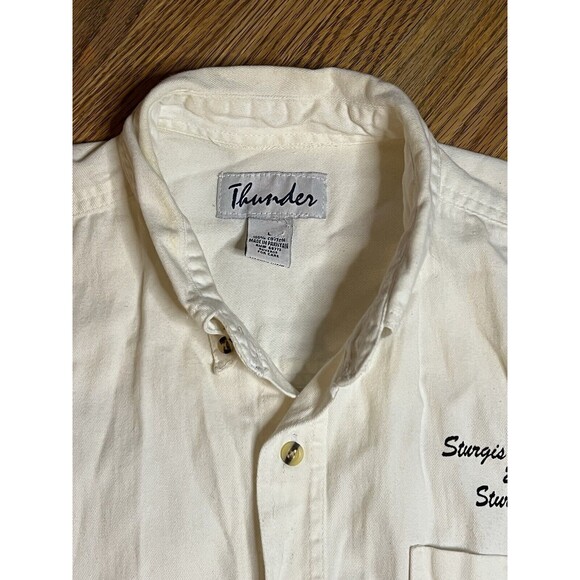 Mens 2006 Sturgis Bike Rally Mt Rushmore Wolf Leaders Of The Pack White Denim L - Picture 12 of 12